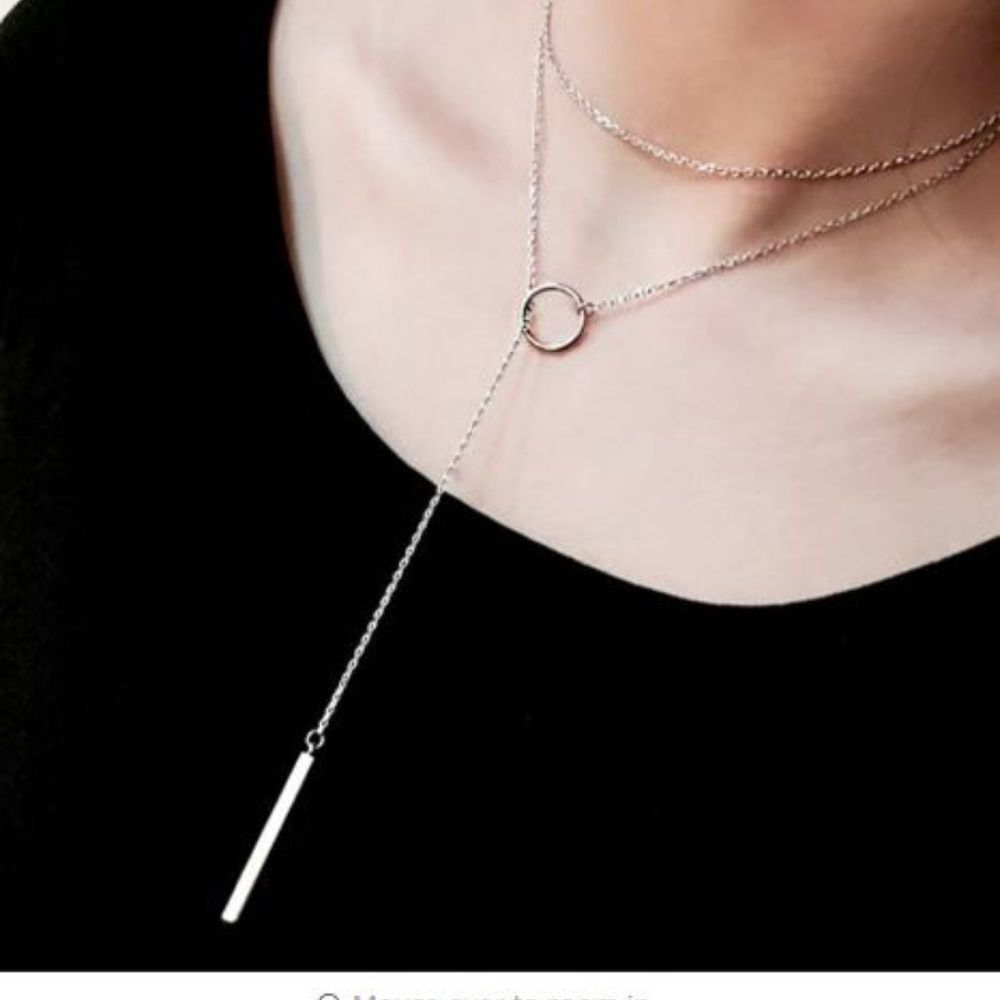Lariat Necklace Circle and Bar